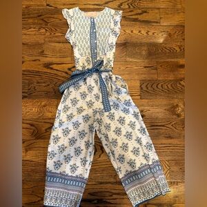 Gal Meets Glam Floral Blue and White Jumpsuit - Size 8
